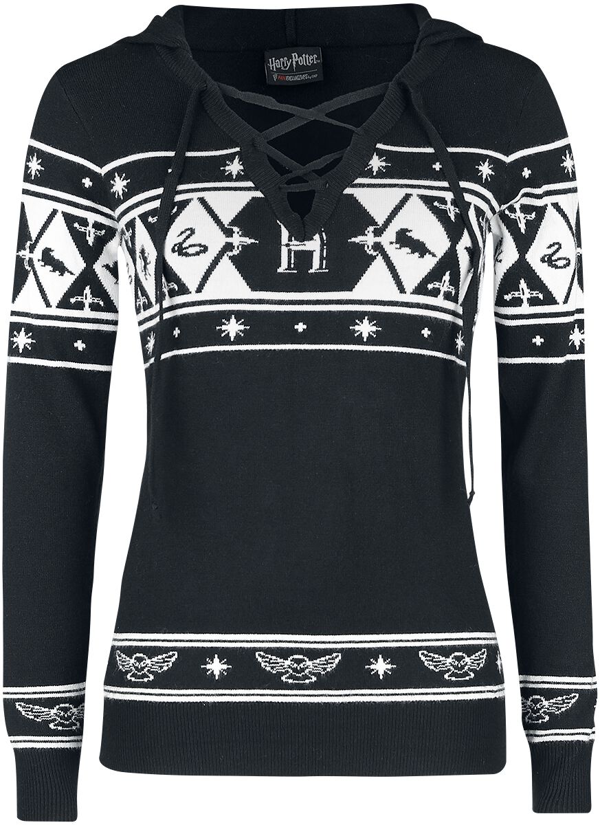 Pull tricoté de Harry Potter - Poudlard - XS à XXL - pour Femme - noir/blanc