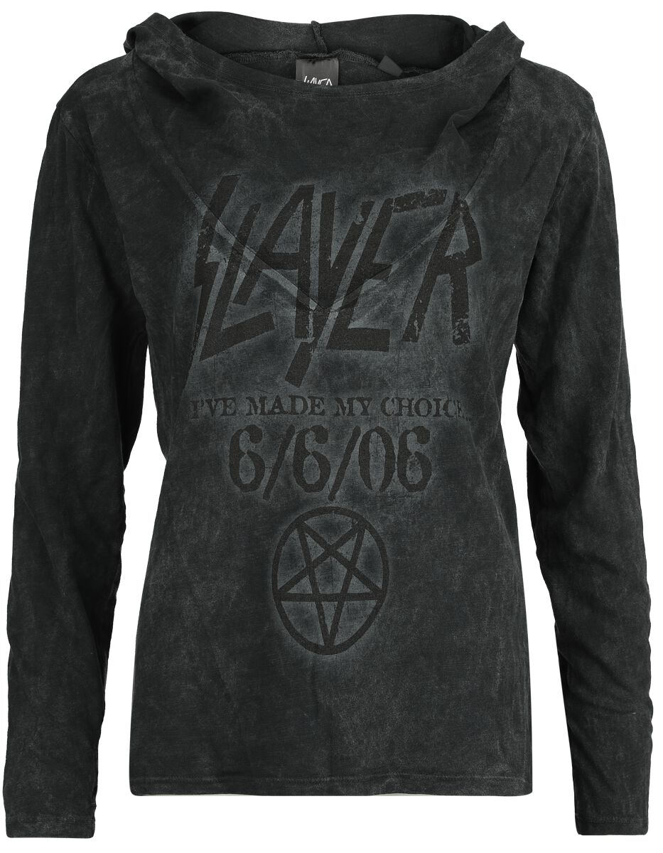 Slayer Langarmshirt – South Of Heaven – S bis L – für Damen – Größe L – grau – Lizenziertes Merchandise! Slayer Langarmshirt – South Of Heaven – S bis L – für Damen – Größe L – grau – Lizenziertes Merchandise!