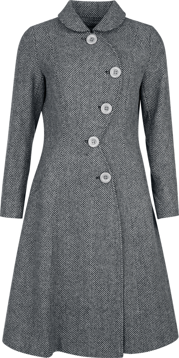Voodoo Vixen Rockabilly Coat - Curved Button Down Coat - for Women - grey