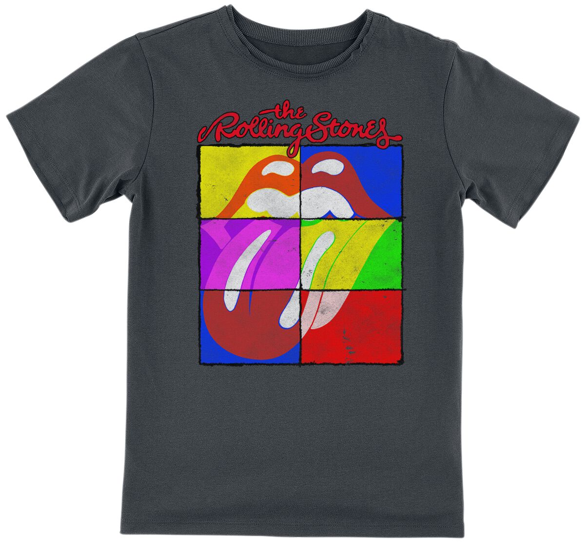 The Rolling Stones T-Shirt für Kinder - Amplified Collection - Kids - Square Tongue - für Mädchen & Jungen - charcoal  - Lizenziertes Merchandise!