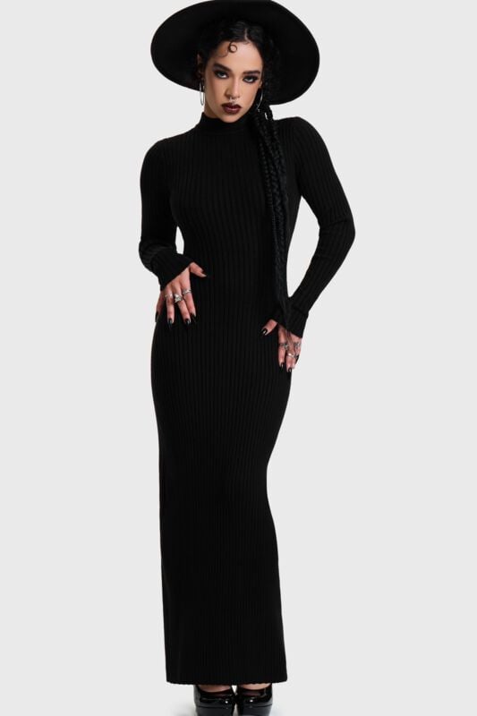 KIHILIST by KILLSTAR - Gothic Långklänning - SKULTRA KNIT MAXI DRESS - XS XXL - för Dam - svart