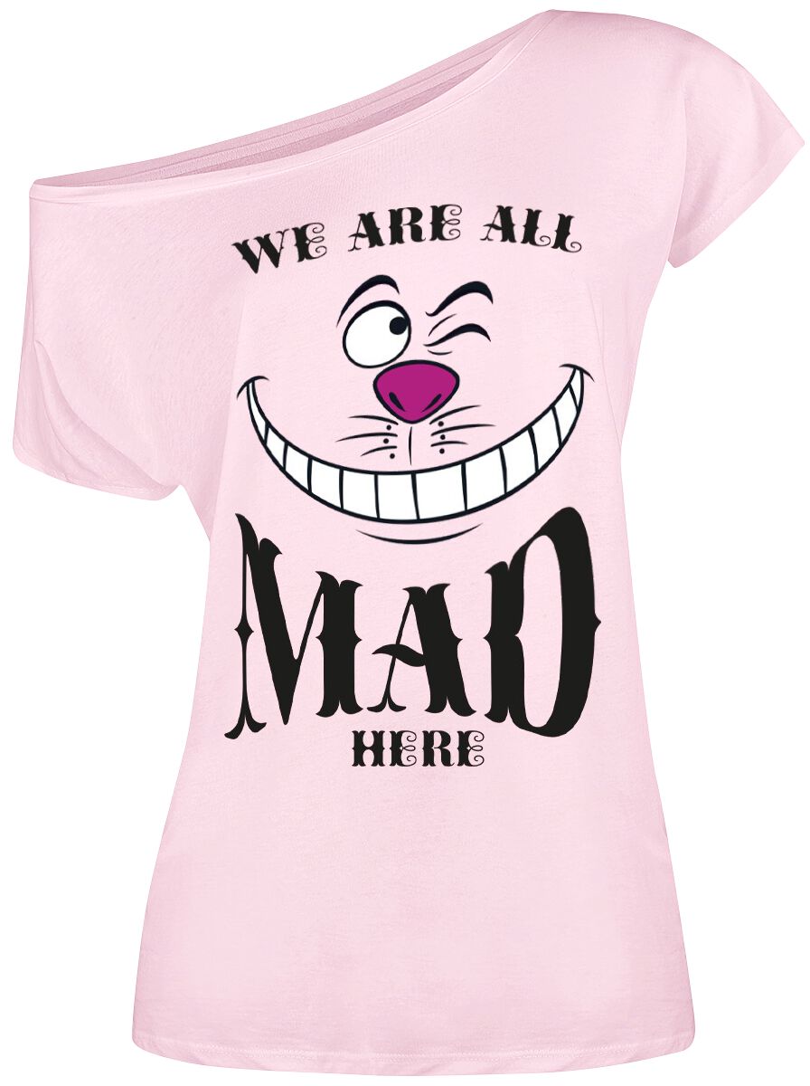 Alice im Wunderland - Disney T-Shirt - Mad - S bis XL - für Damen - Größe L - rosa  - Lizenzierter Fanartikel