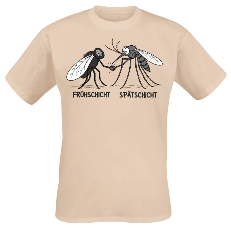 T-Shirt Manches courtes Fun de Tierisch - Frühschicht Spätschicht - M à 3XL - pour Homme - beige
