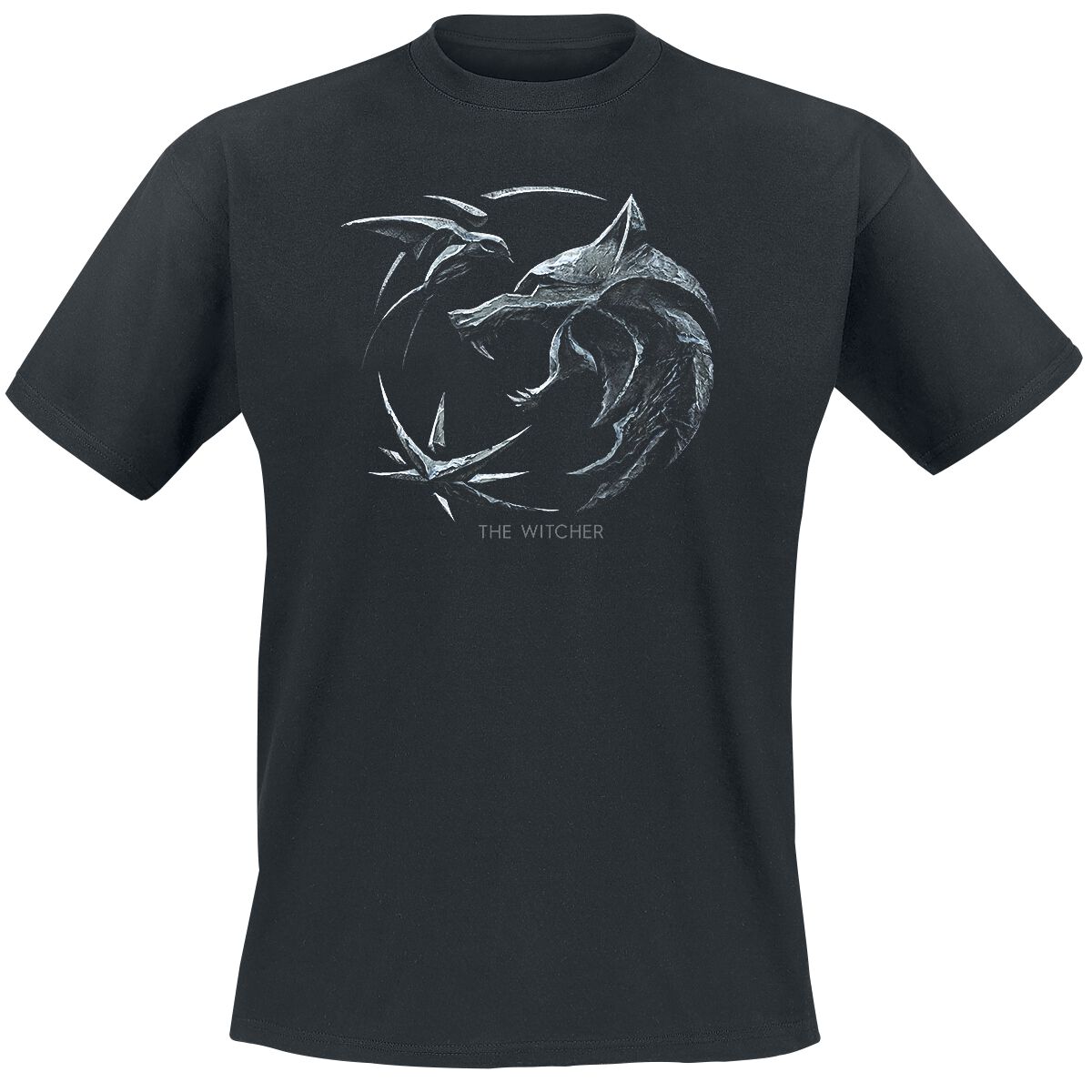 The Witcher T-Shirt - Wolf - Logo - M bis XXL - für Männer - Größe XXL - schwarz  - Lizenzierter Fanartikel