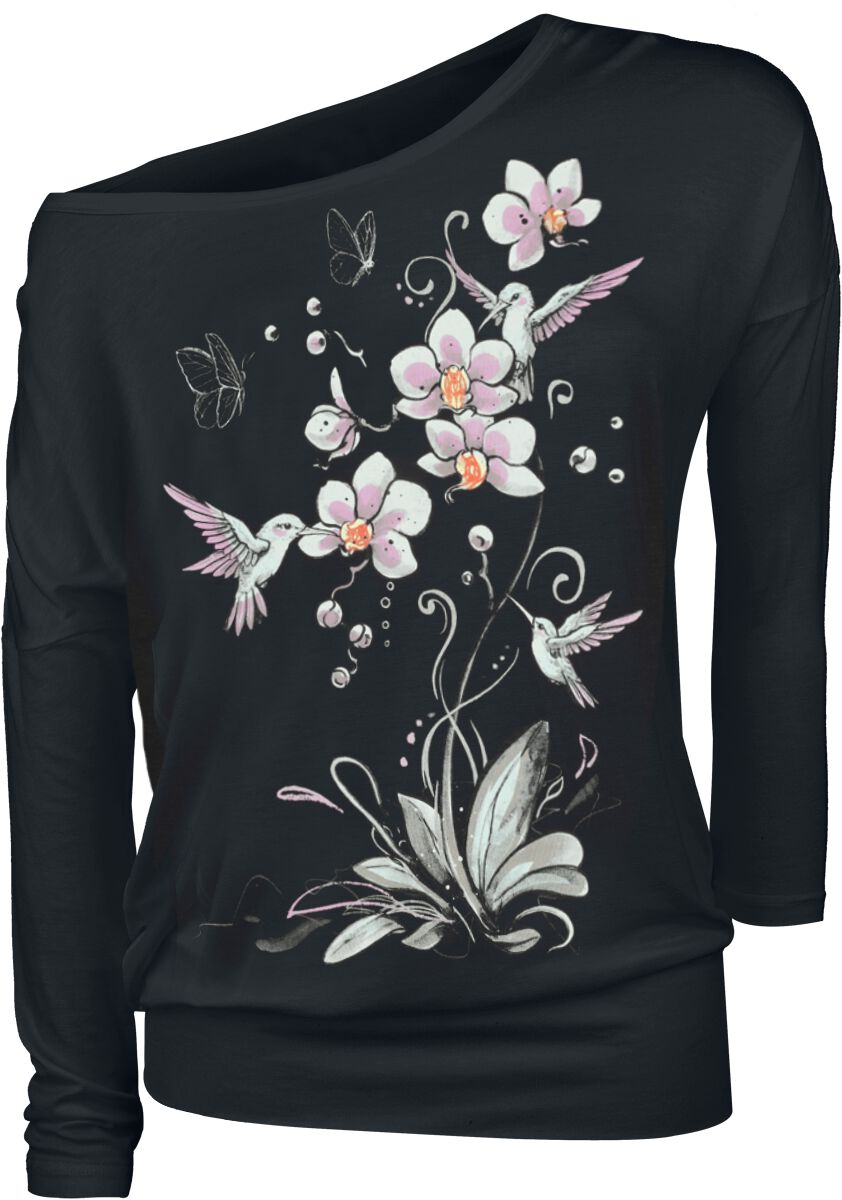 Full Volume by EMP Long-sleeved shirt with floral print Long-sleeve Shirt black
