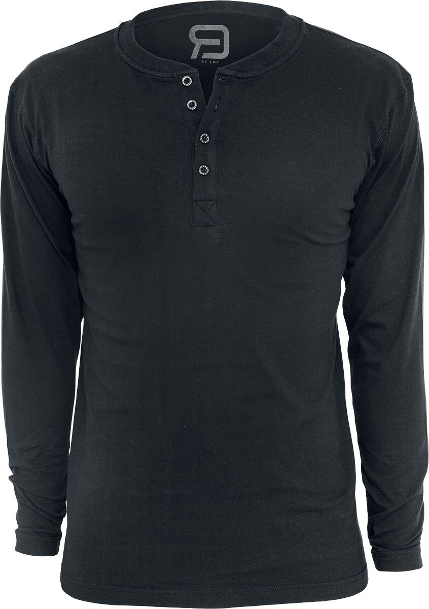 Langarmshirt für Männer  schwarz Basic Henley von RED by EMP