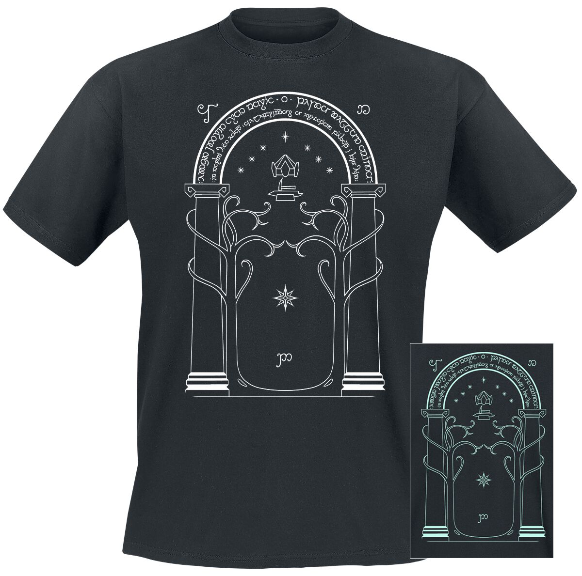 4069225056489 - Moria - Doors Of Durin - Glow In The Dark T-Shirt schwarz in XL