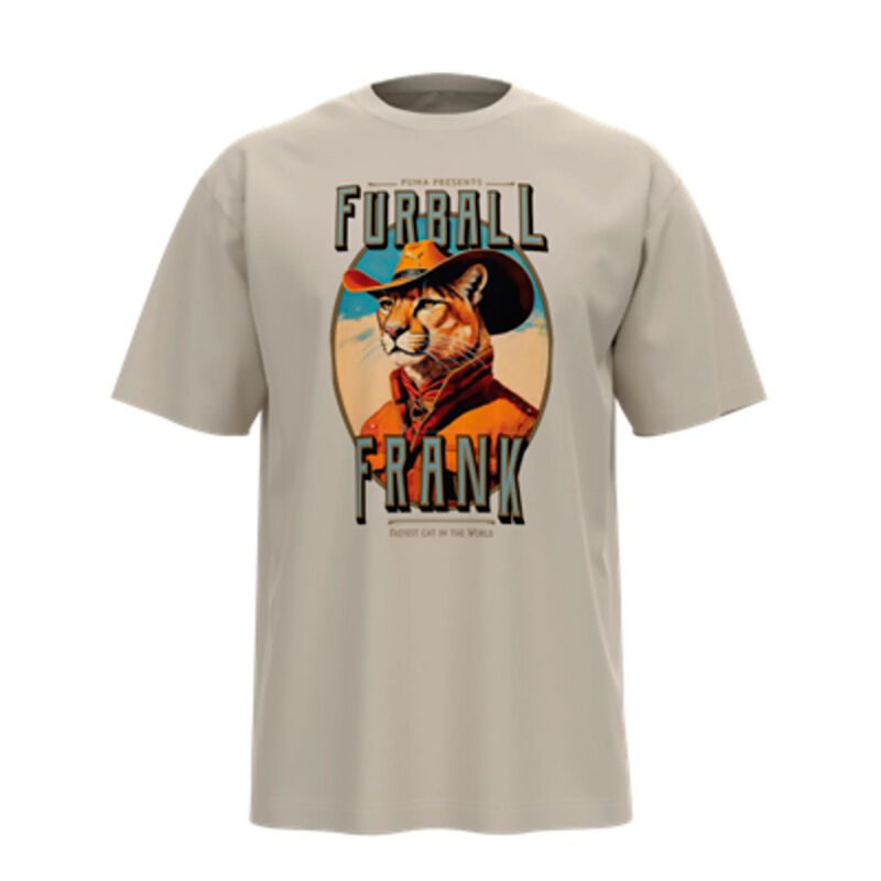 Levně Puma Volné tričko GRAPHIC Cat Cowboy Tričko šedobílá