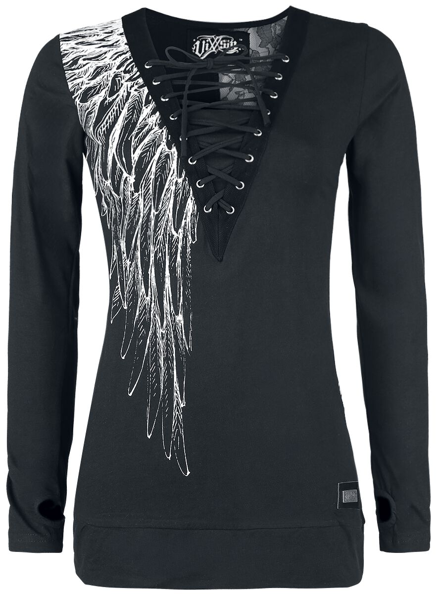 T-shirt manches longues de Vixxsin - Top Shadow Angel - S à 4XL - pour Femme - noir