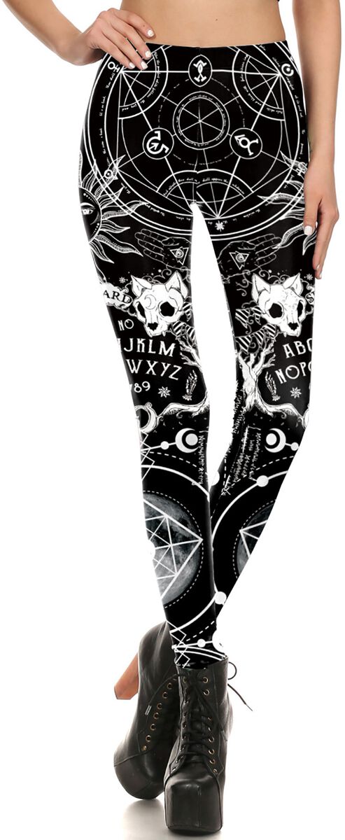 Image of Leggings Gothic di Ocultica - Animal symbol leggings - S a XXL - Donna - nero/bianco