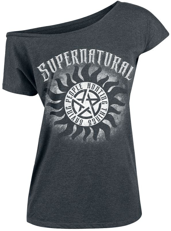 Supernatural Metal Logo T-Shirt dunkelgrau meliert in 5XL