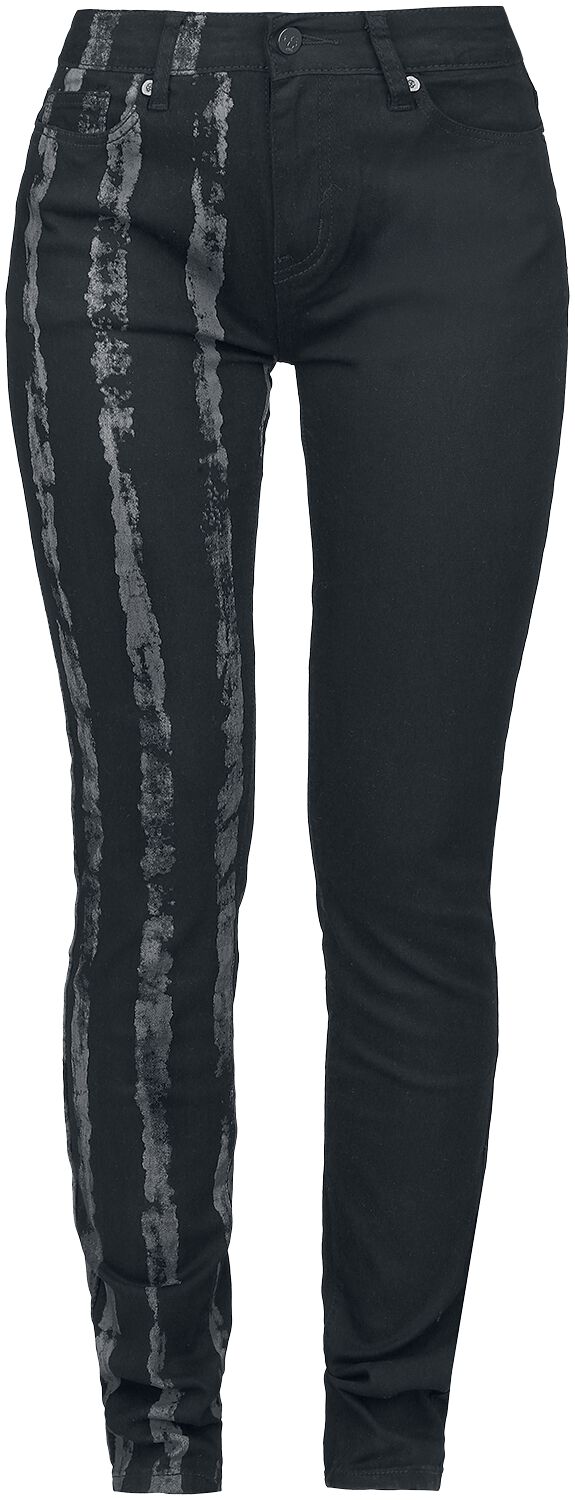 Image of Jeans di Rock Rebel by EMP - Striped Leg Stretch Denim - W27L32 a W34L34 - Donna - nero