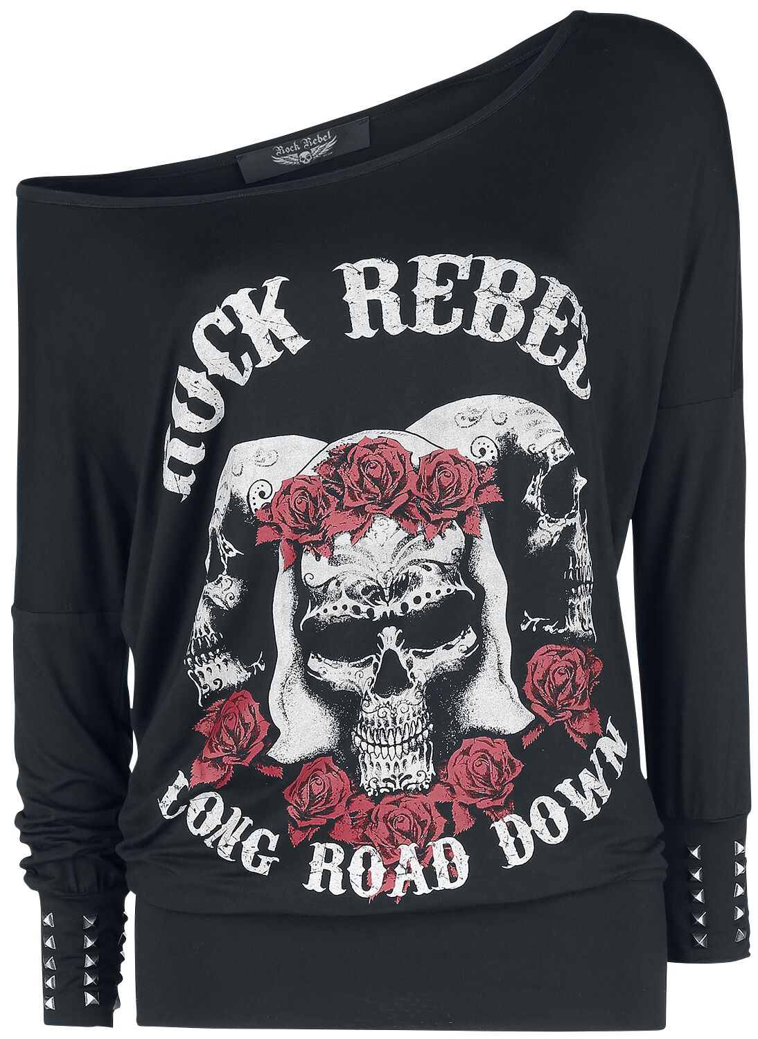 Langarmshirt mit Skull and Roses Print Langarmshirt schwarz von Rock Rebel by EMP