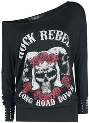 Langarmshirt mit Skull and Roses Print, Rock Rebel by EMP, Langarmshirt