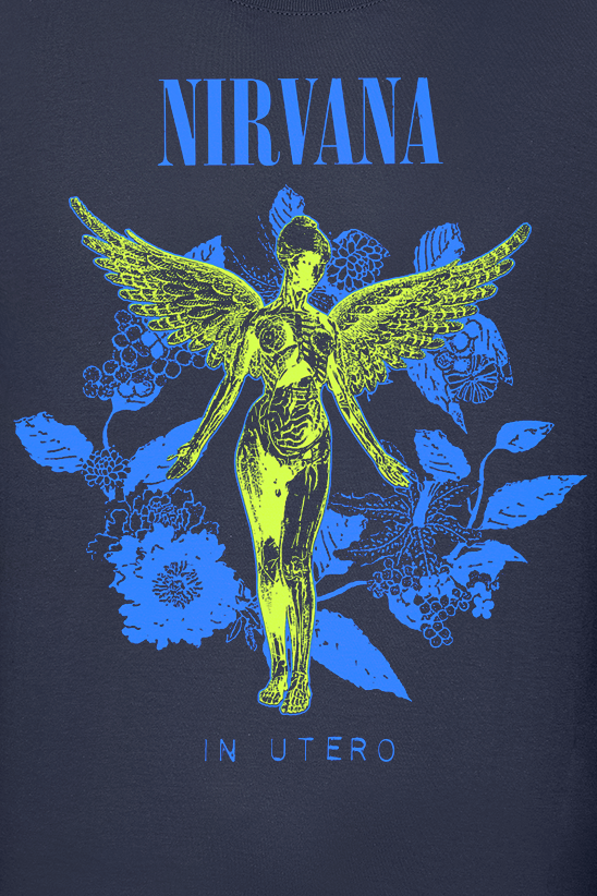 Nirvana T-Shirt - In Utero Flowers - S bis XXL - für Männer - Größe L - blau  - Lizenziertes Merchandise!