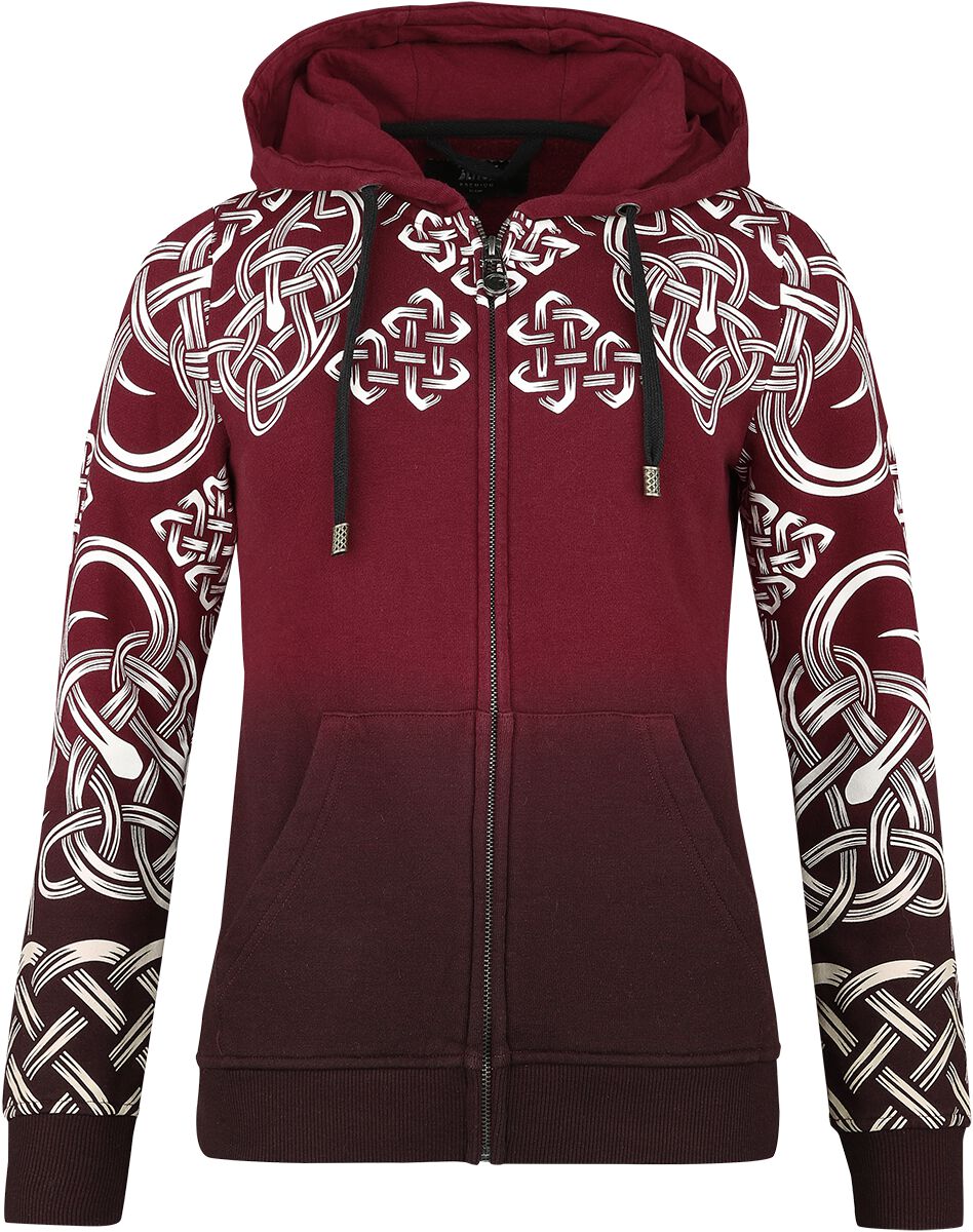 Image of Felpa jogging di Black Premium by EMP - Hoodie jacket with Celtic decorations - S a M - Donna - nero/rosso