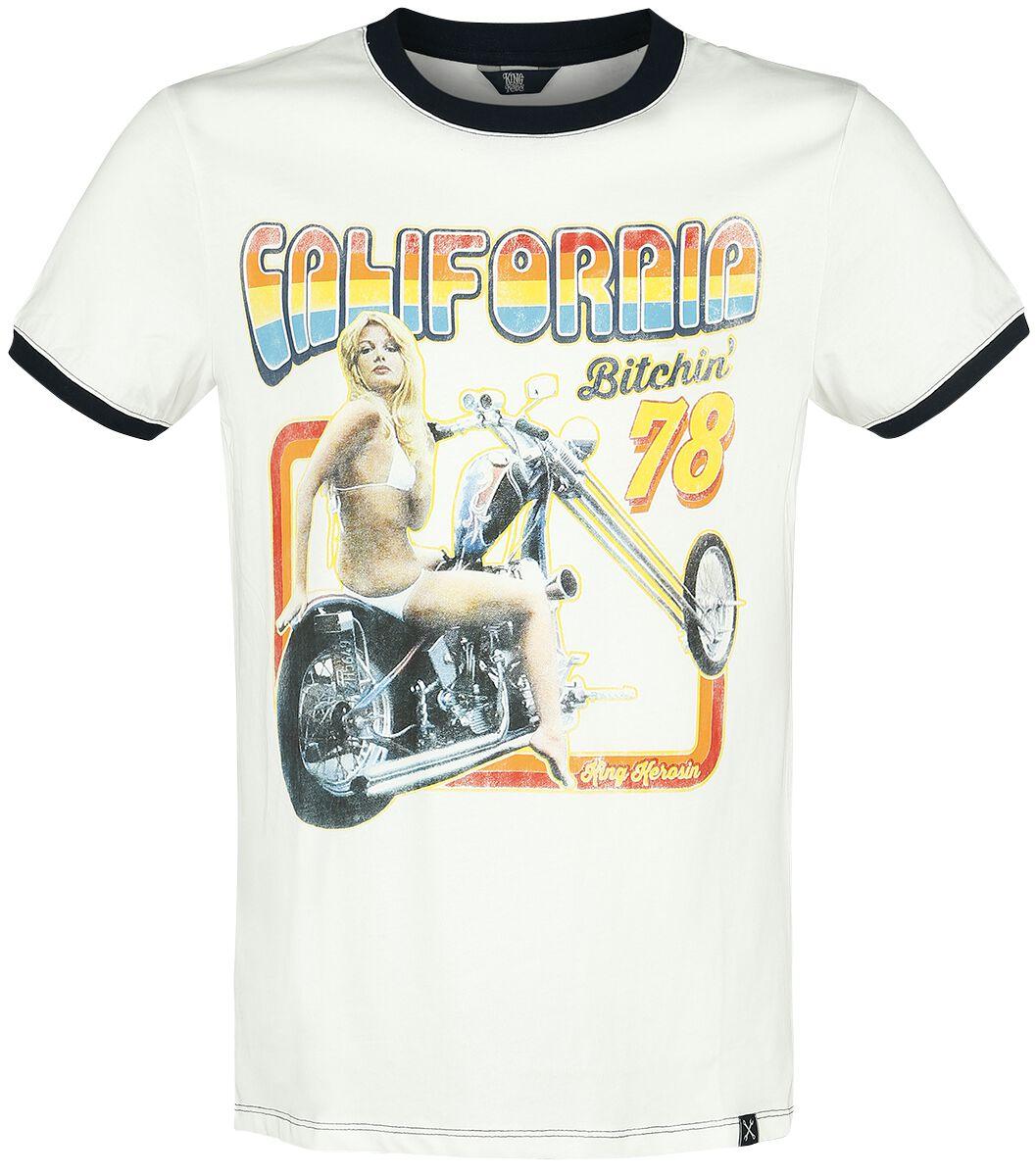 King Kerosin - Rockabilly T-Shirt - California - M bis 3XL - für Männer - Größe XXL - schwarz/weiß