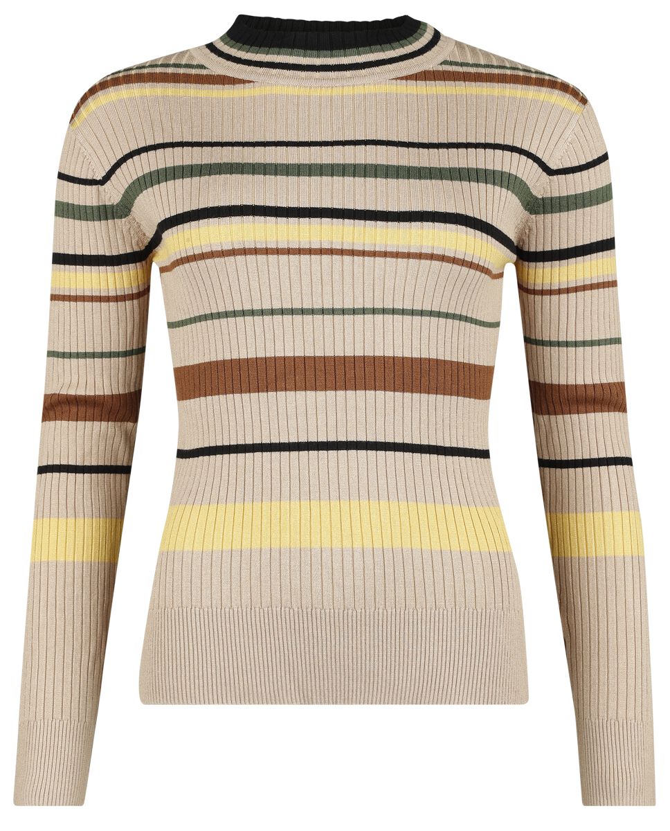 Voodoo Vixen High Neck Strip 70s Sweater Strickpullover multicolor in XL