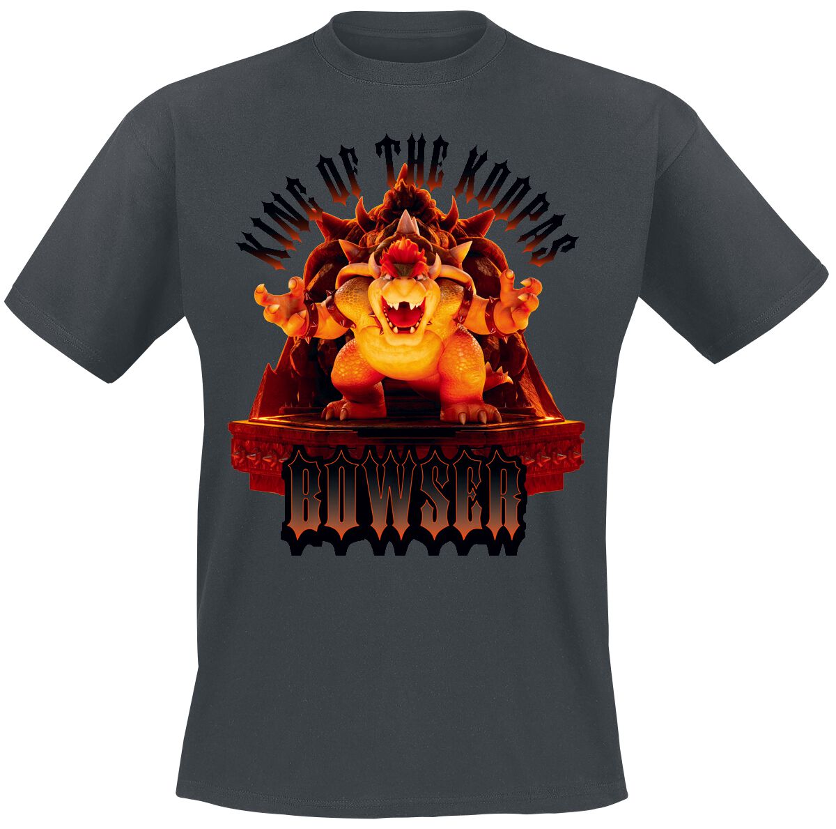 Super Mario - Gaming T-Shirt - Bowser - King Of The Koopas - M bis XL - für Männer - Größe L - grau