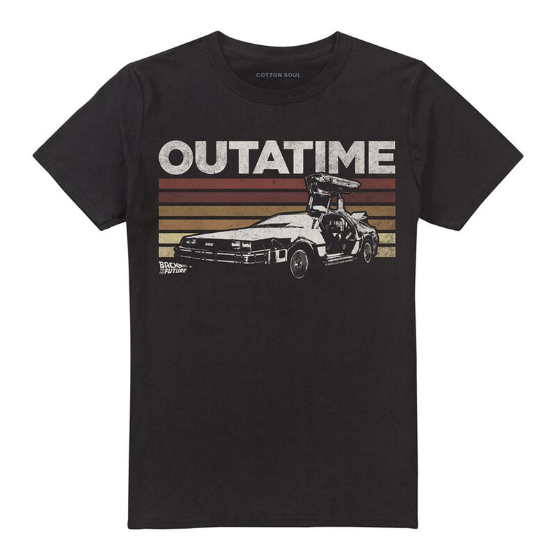 Zurück in die Zukunft T-Shirt - Delorean Retro Stripes - M bis 5XL - für Männer - Größe XL - schwarz  - Lizenzierter Fanartikel