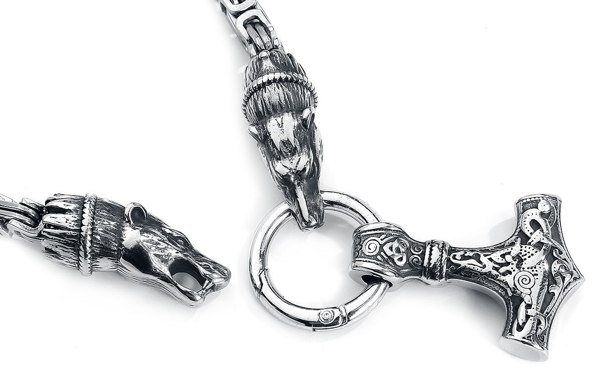 Thors Hammer mit Fenriswolf URBANTIMBER Halskette EMP