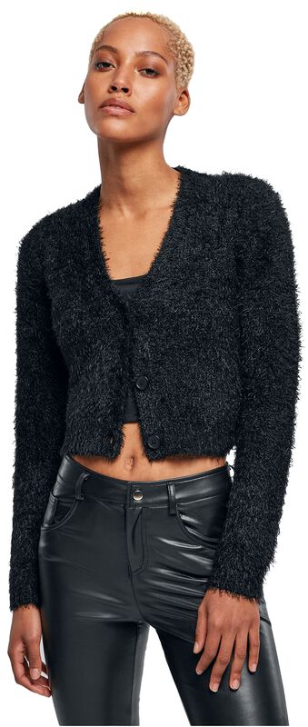 Ladies Cropped Feather Cardigan
