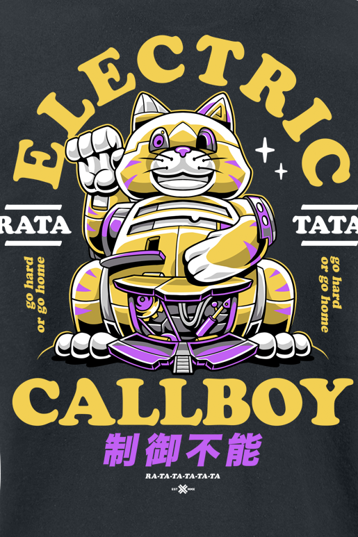 4055585560469 - Ratatata Lucky Cat T-Shirt schwarz in XL