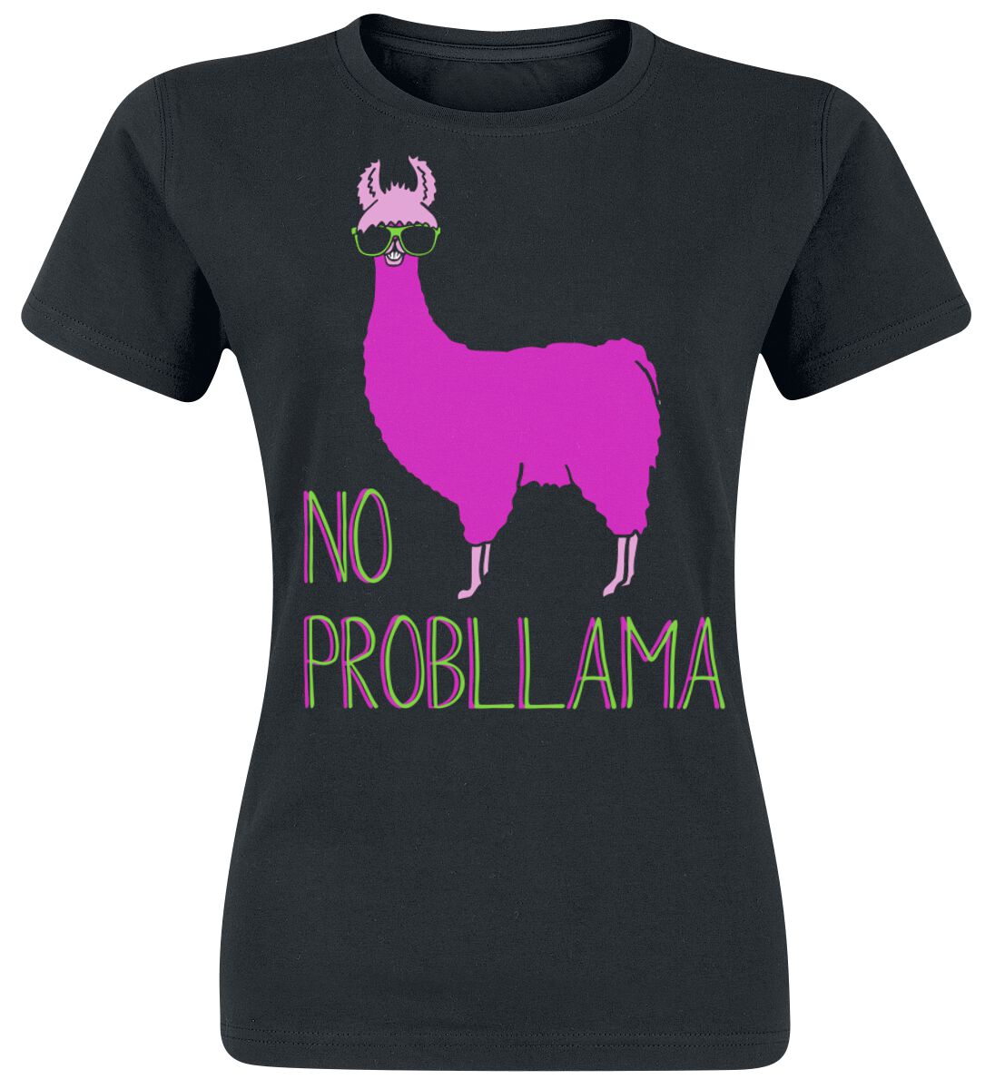 Image of T-Shirt Magliette Divertenti di Animaletti - No Probllama - S a 3XL - Donna - nero