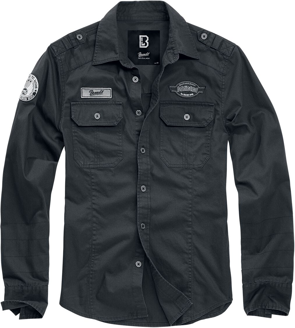Brandit Langarmhemd - Luis Shirt - S bis 7XL - für Männer - Größe 7XL - schwarz