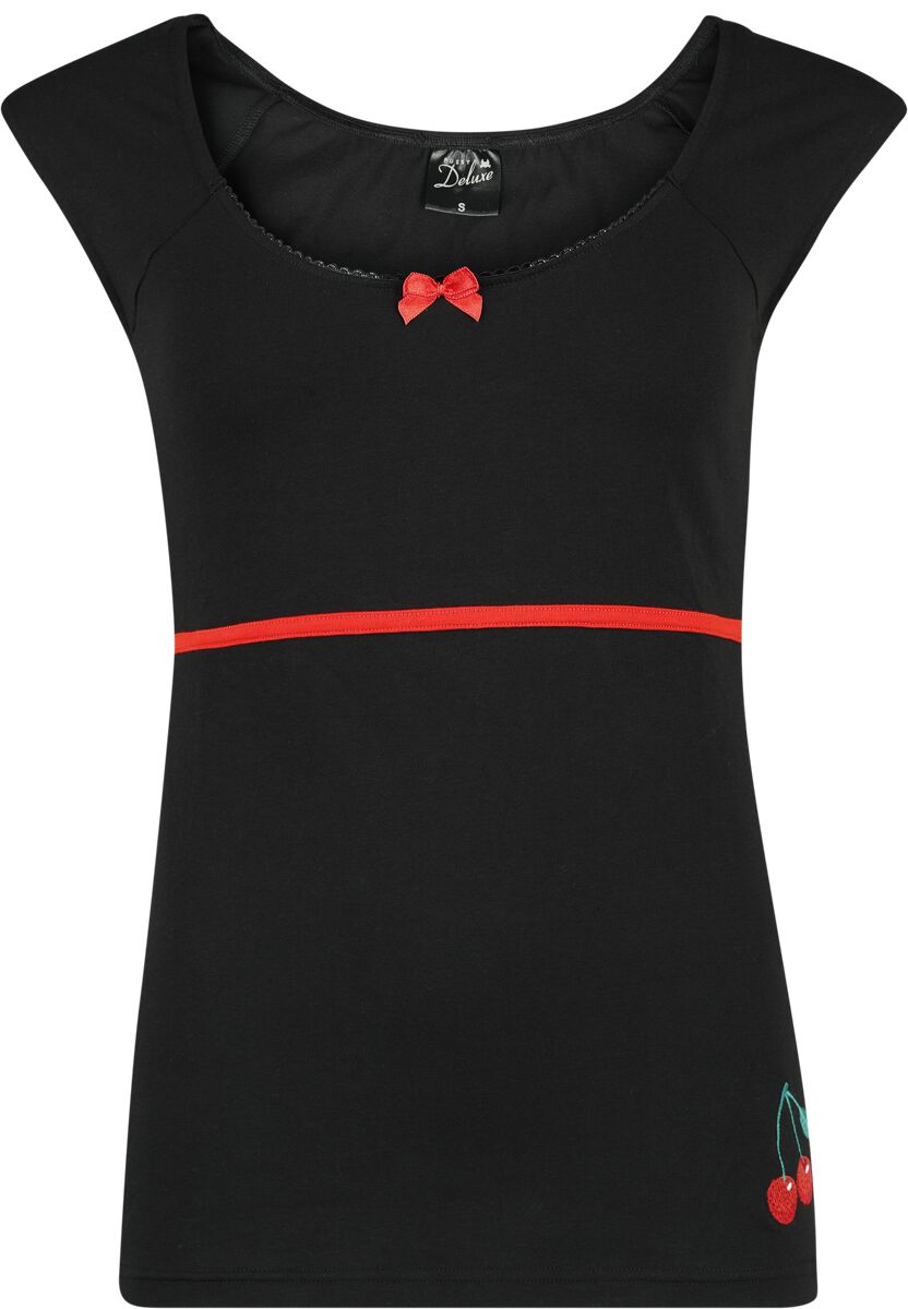 Pussy Deluxe - Rockabilly T-Shirt - Evie Shirt - XS bis XXL - für Damen - Größe S - schwarz/rot