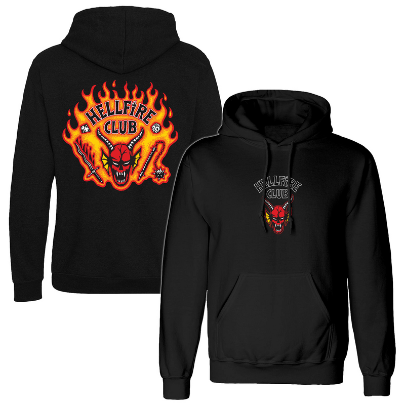 Stranger Things  Hoodie - Hellfire Club Flames - for Men - black