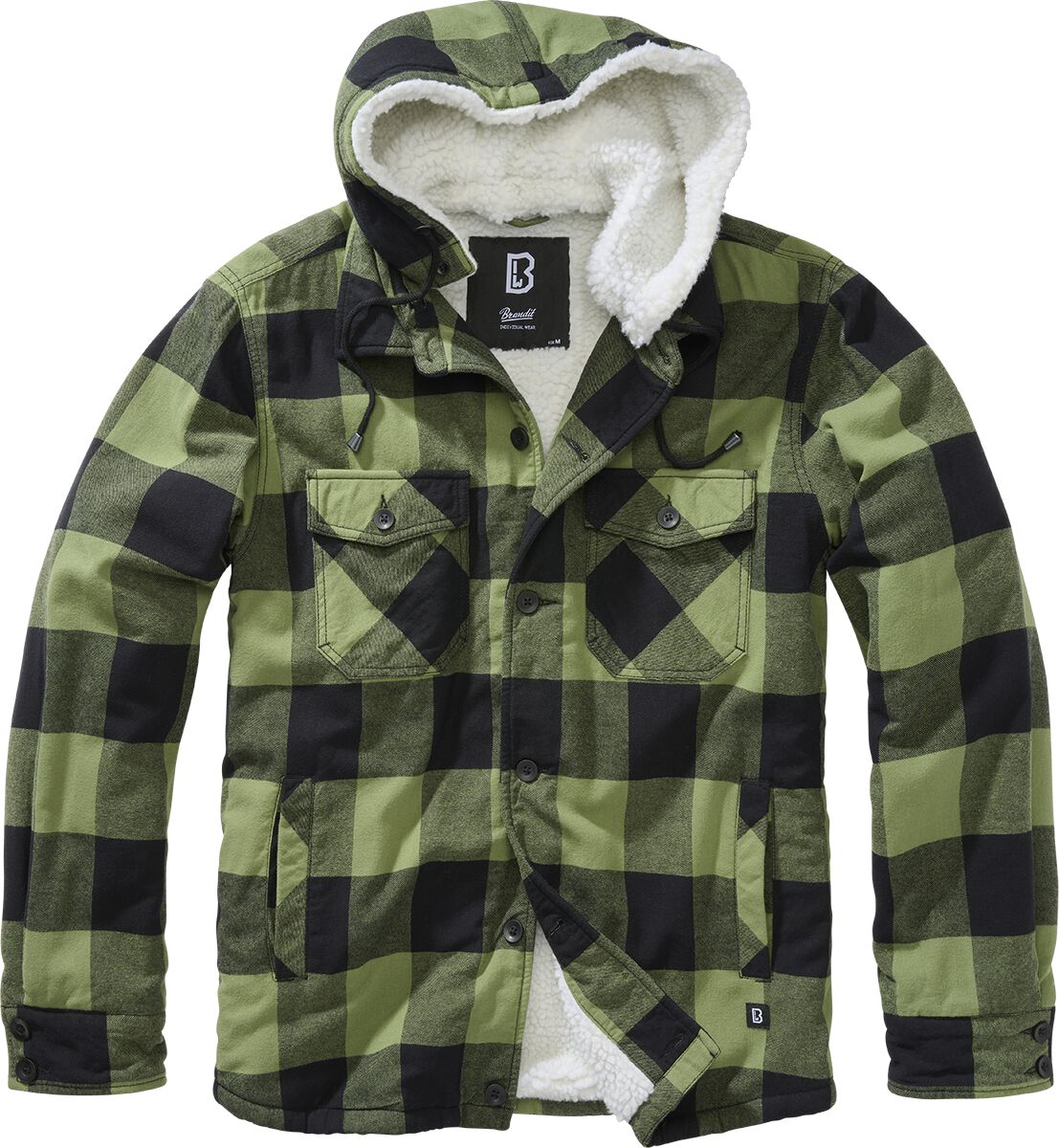 Brandit Übergangsjacke - Lumberjacket Hooded - S bis XXL - für Männer - Größe XXL - schwarz/oliv