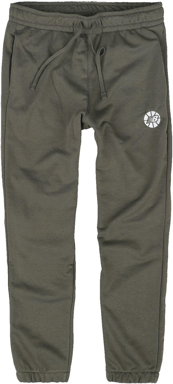 Levně New Balance Ležérní kalhoty NB Hoops Essentials Tepláky zelená
