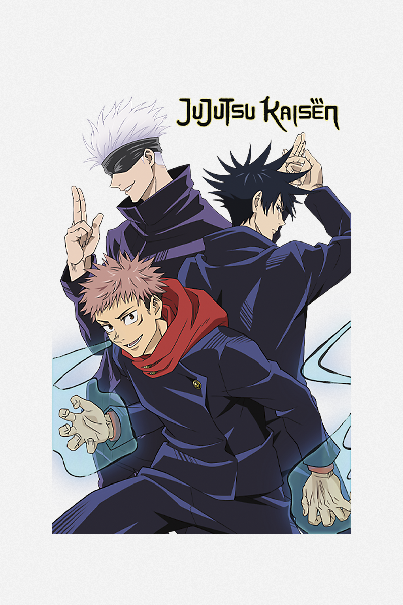 Jujutsu Kaisen - Anime T-Shirt - Trio - S bis XXL - für Damen - Größe S - weiß  - Lizenzierter Fanartikel
