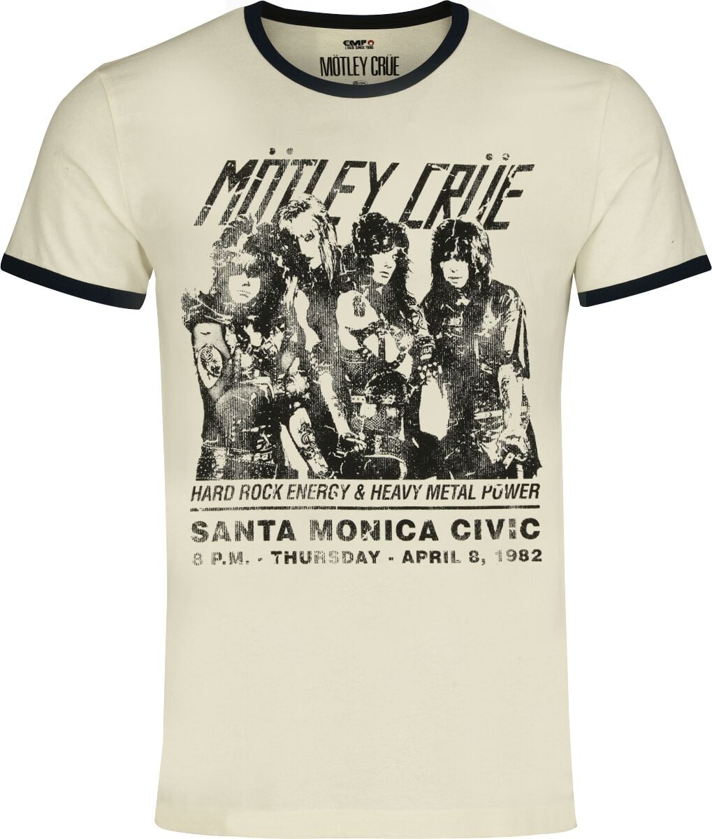 T-Shirt Manches courtes  de Mötley Crüe - Santa Monica - Ringer Shirt - S à 5XL - pour Homme - blanc cassé