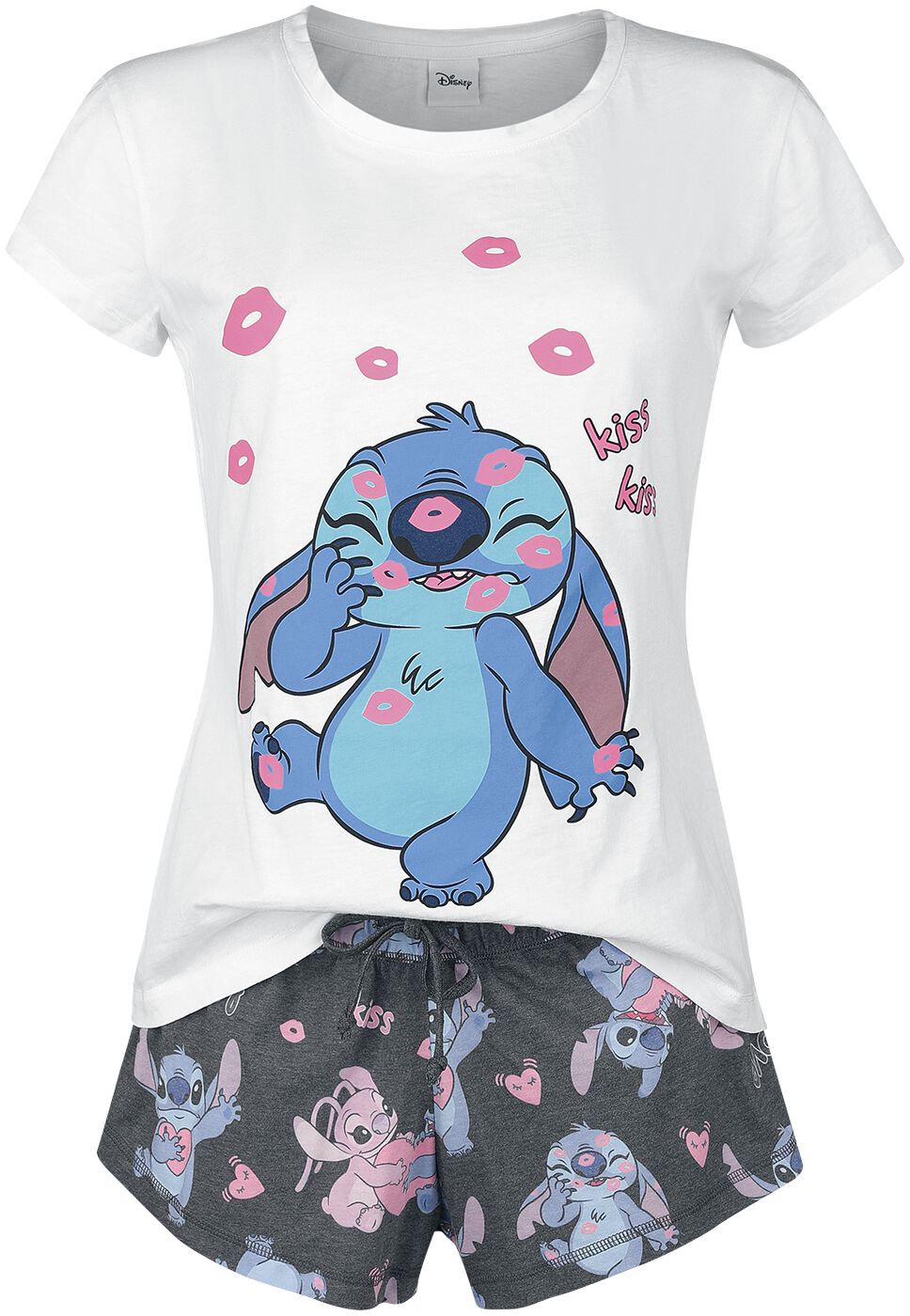 Lilo & Stitch - Disney Schlafanzug - Kiss Kiss - XL bis XXL - für Damen - Größe XL - multicolor  - EMP exklusives Merchandise!