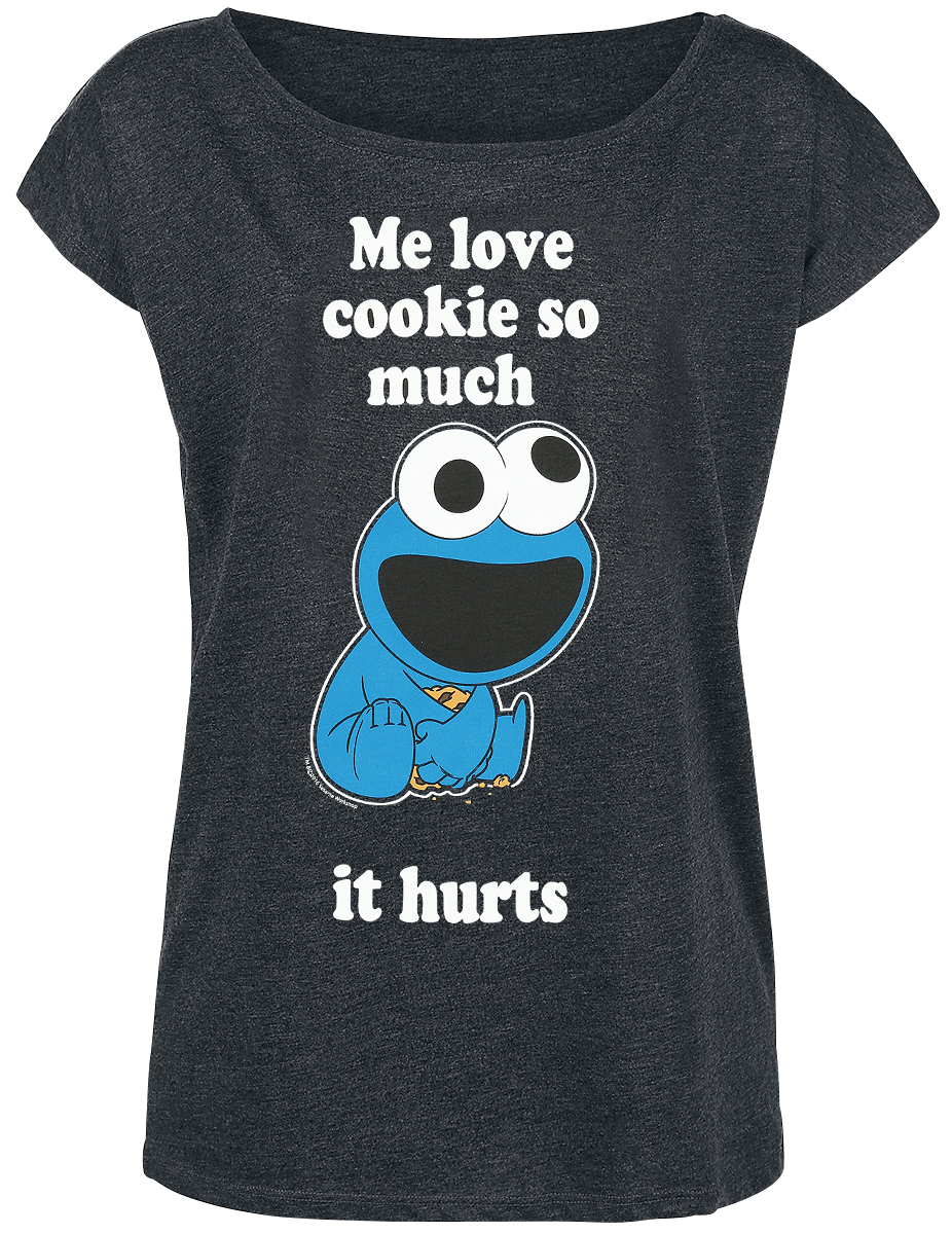 Sesame Street - Cookie Monster - Me Love Cookies - Girls shirt - mottled dark grey image