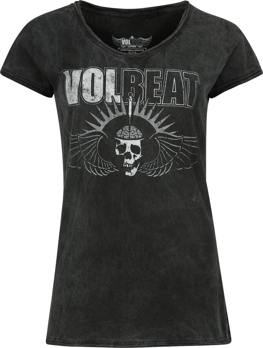 Volbeat T-Shirt - Brainskull - S bis L - für Damen - Größe L - anthrazit  - Lizenziertes Merchandise!