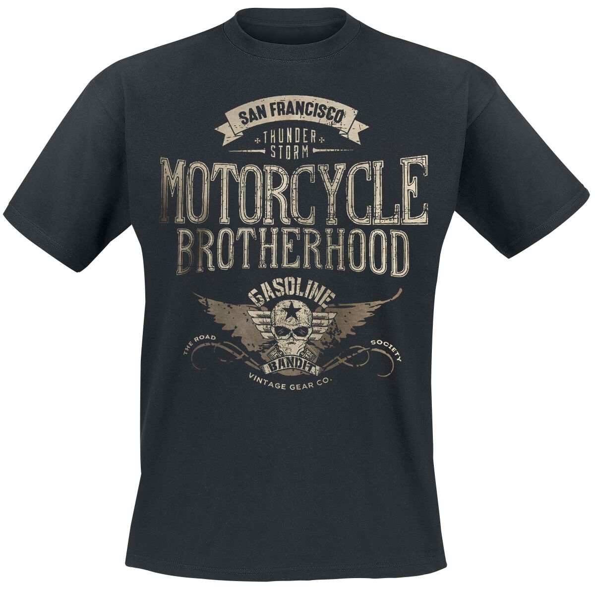 Image of Gasoline Bandit Motorcycle Brotherhood T-Shirt schwarz