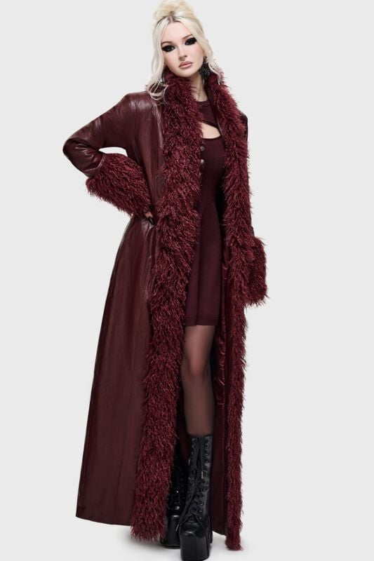 Killstar - Gothic Lange jassen - What Darkness Returns - Dark Haven Coat - XS tot XXL - voor Vrouwen - rood