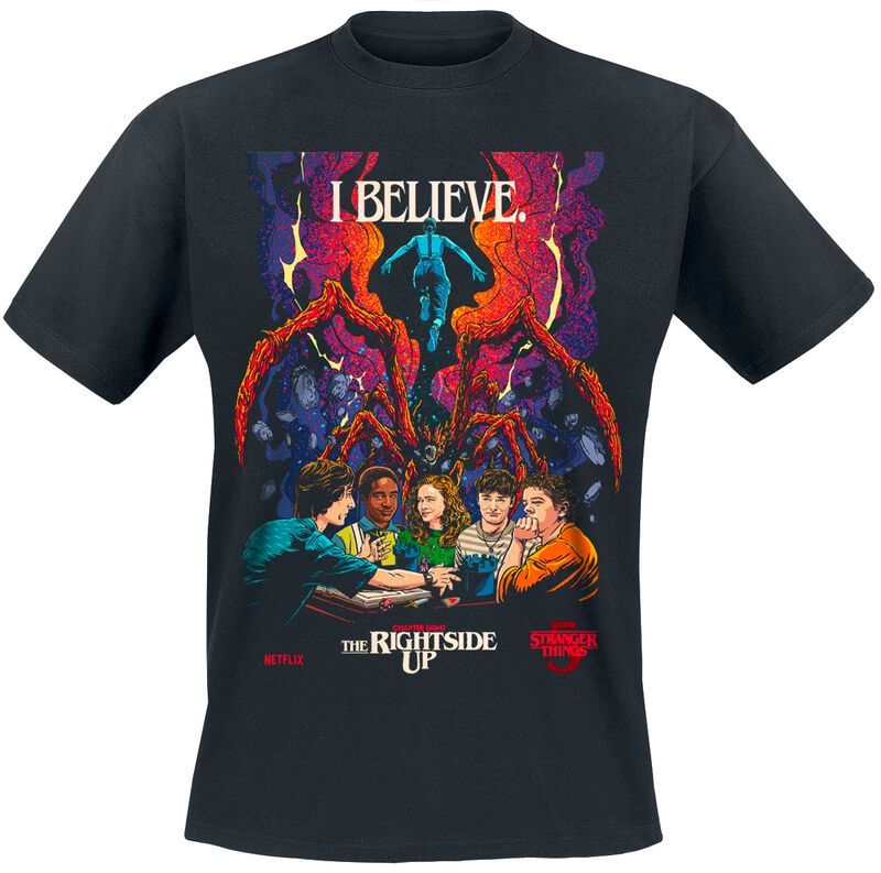 Stranger Things T-Shirt - Season 5 - Butcher Billy S5 CH 8 - I Believe - S bis 5XL - für Männer - Größe M - schwarz  - Lizenzierter Fanartikel