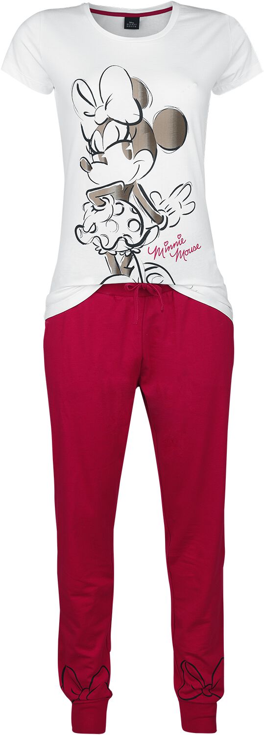 Mickey Mouse - Disney Schlafanzug - Minni Maus - S bis L - für Damen - Größe S - weiß/rot  - EMP exklusives Merchandise!