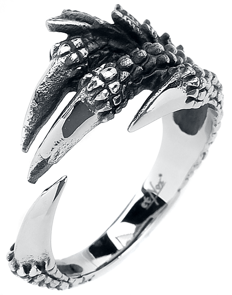 etNox hard and heavy Drachenklaue Ring silberfarben
