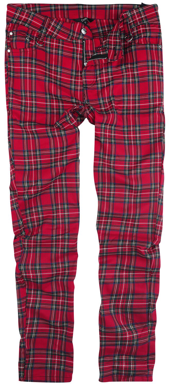 Banned Alternative - Gothic Stoffhose - Tartan Pants - S bis XXL - für Männer - Größe XXL - rot