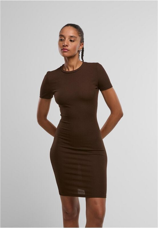 Urban Classics  Mini Dress - Ladies' Basic Slim Fit T-shirt Dress - for Women - brown