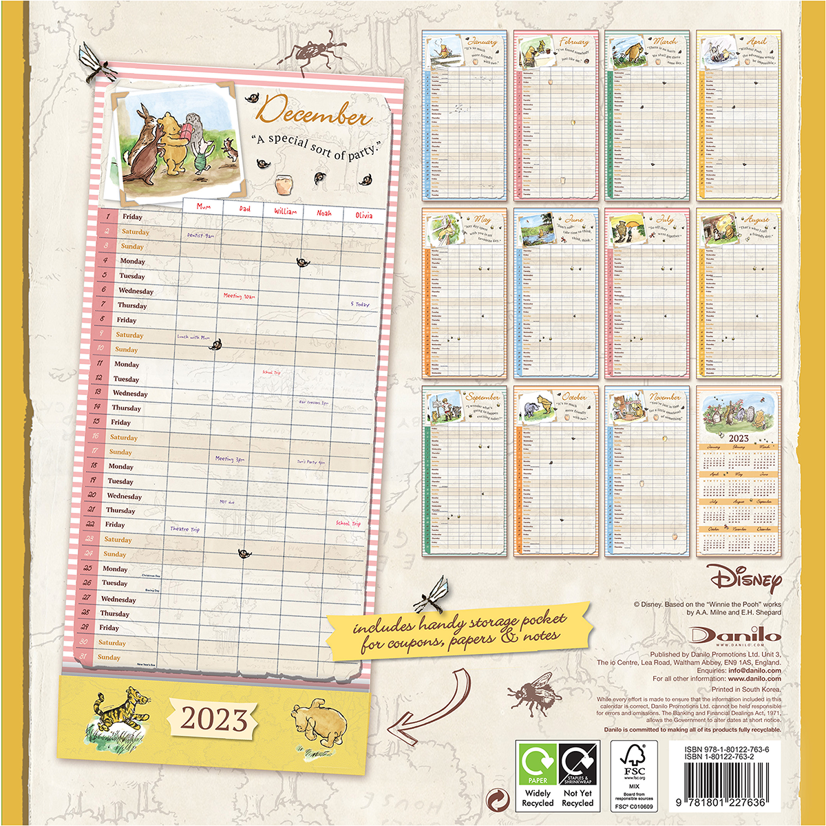 Winnie The Pooh Familienkalender 2023 Wandkalender multicolor