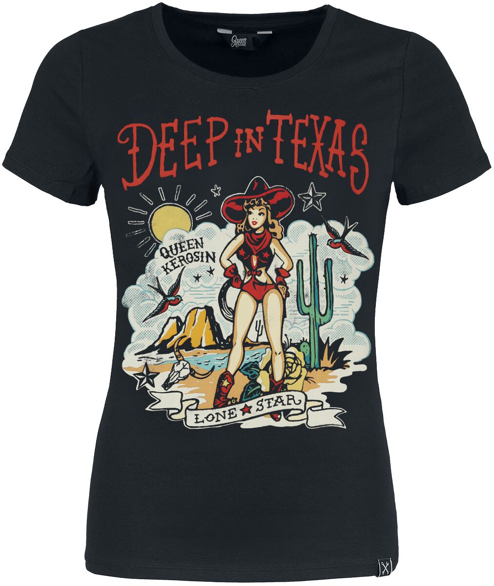 T-Shirt Manches courtes Rockabilly de Queen Kerosin - Deep In The Texas - XS à XXL - pour Femme - no