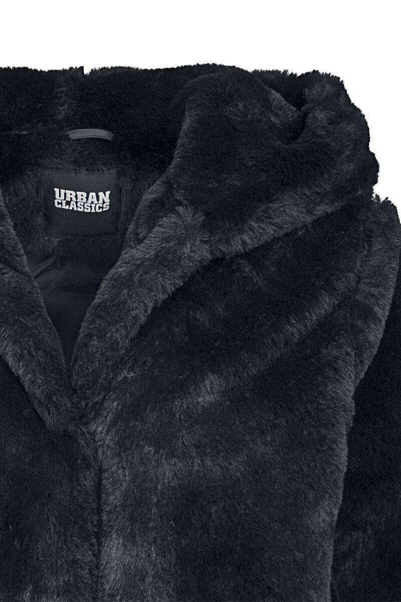 Schwarzer Teddy Mantel für Damen | Urban Classics | EMP