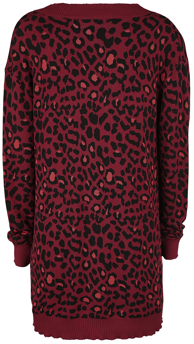 Jawbreaker Cardigan Oversized Donna – Stampa Leopardo Rosso E Nero – Maglia Rockabilly – Taglia Extra – Abbigliamento Ufficiale