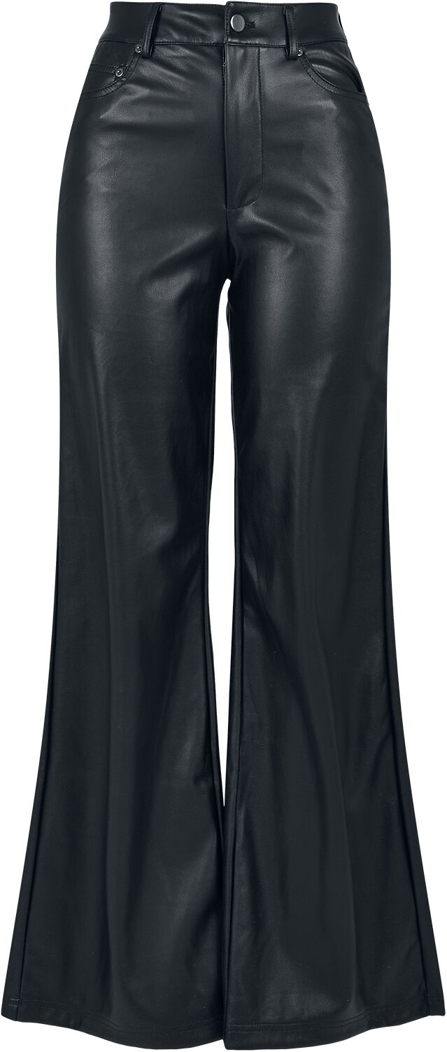 Urban Classics Ladies Faux Leather Wide Leg Trousers Imitation Leather Trousers black